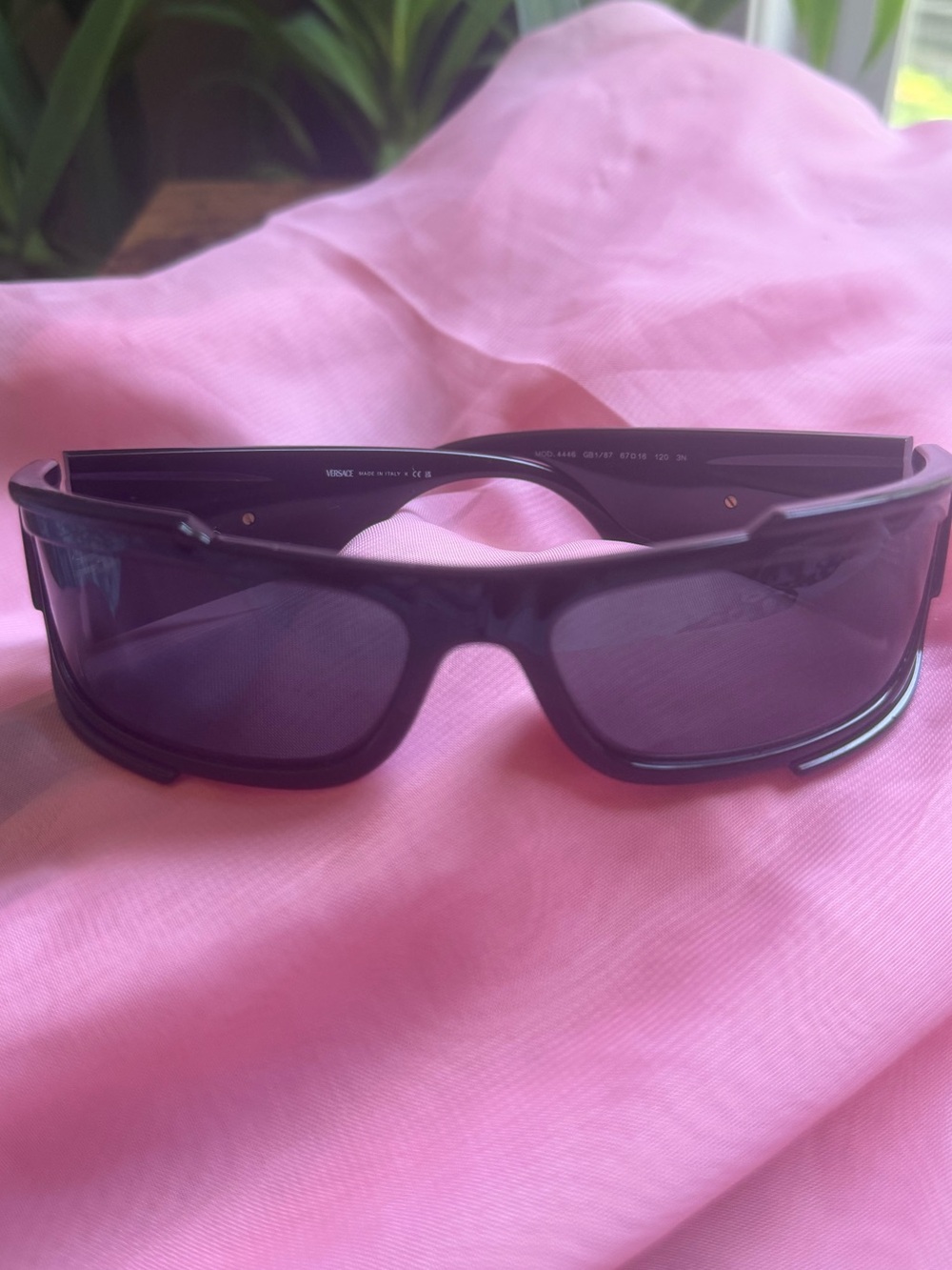 Versace Black Men's Shield Sunglasses with Dark Lenses